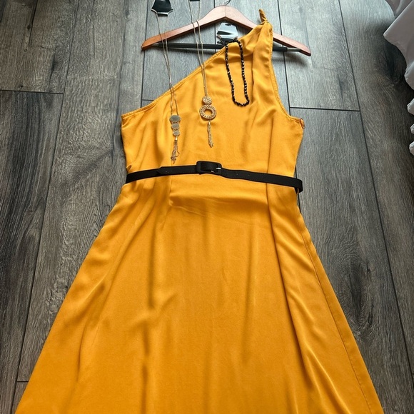 ANTONIO MELANI Orange Black One Shoulder Cocktail Dress - Picture 4 of 15